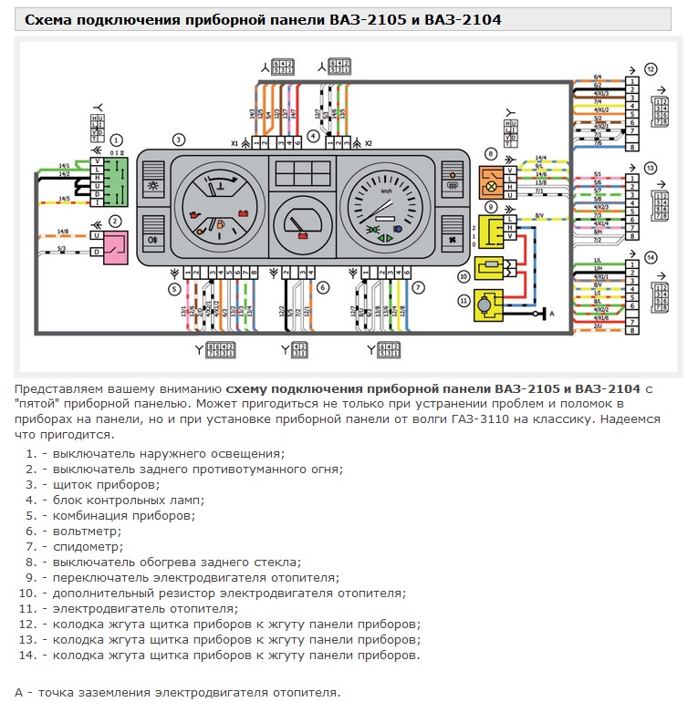 Схема панели приборов ваз 2107 инжектор