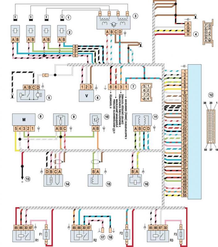 Цветная схема проводки ваз 2107 карбюратор